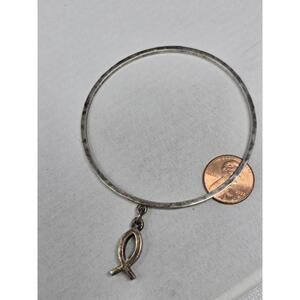 James Avery Ichthys Fish Dangle Sterling Bangle Bracelet